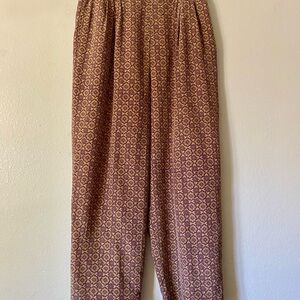 Talbots Petites Women’s Multicolor  Geometric Print Pure Silk Pants size 12